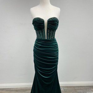 NEW FORMAL SLEEVELESS STRAPLESS SHEATH DRESS EMBROIDERED W/ SEQUINS NX R1437